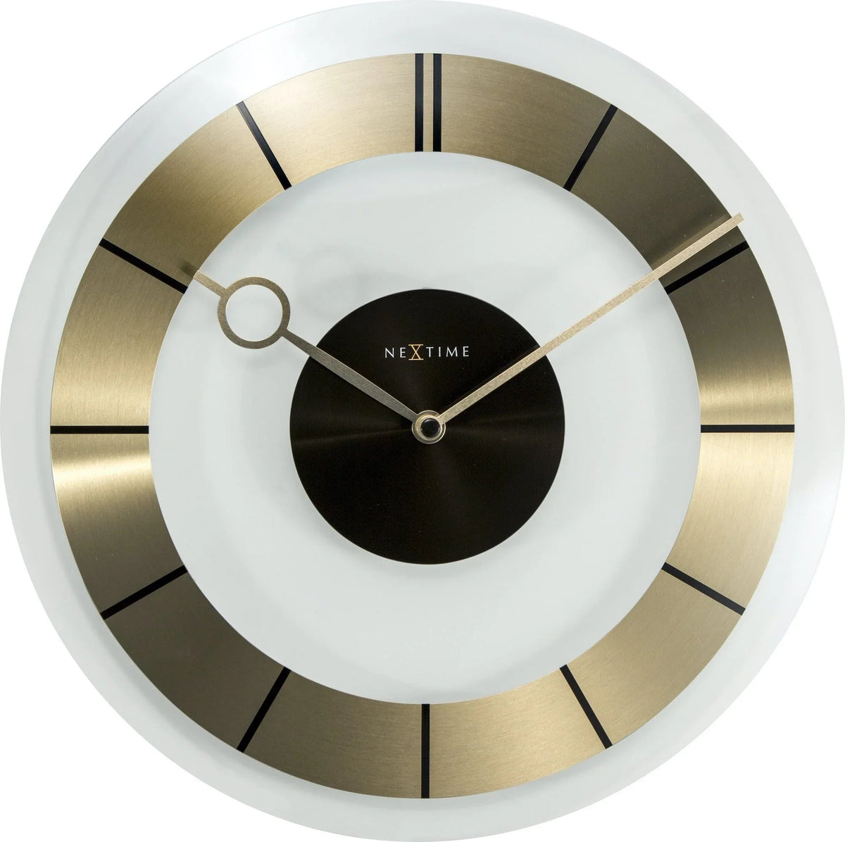 Mid- Century Modern Clear Glass Wall Clock, Silent, 12.2 inch - "Retro"