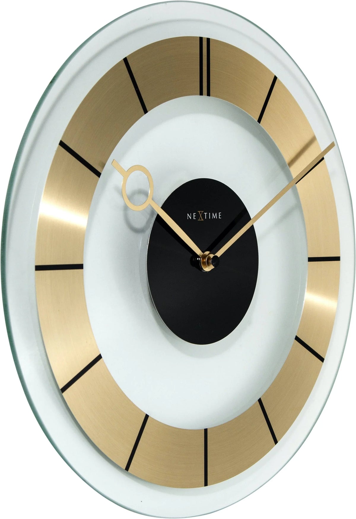Mid- Century Modern Clear Glass Wall Clock, Silent, 12.2 inch - "Retro"