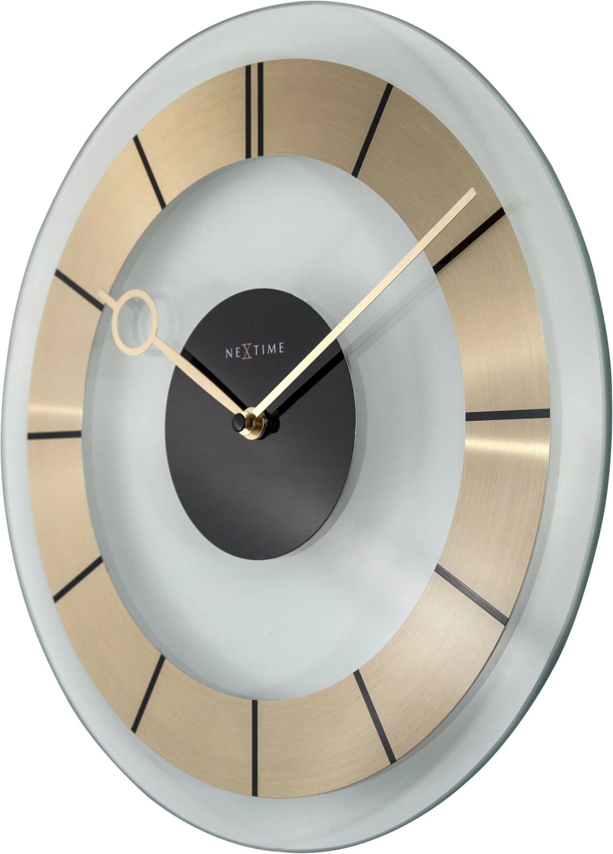 Mid- Century Modern Clear Glass Wall Clock, Silent, 12.2 inch - "Retro"