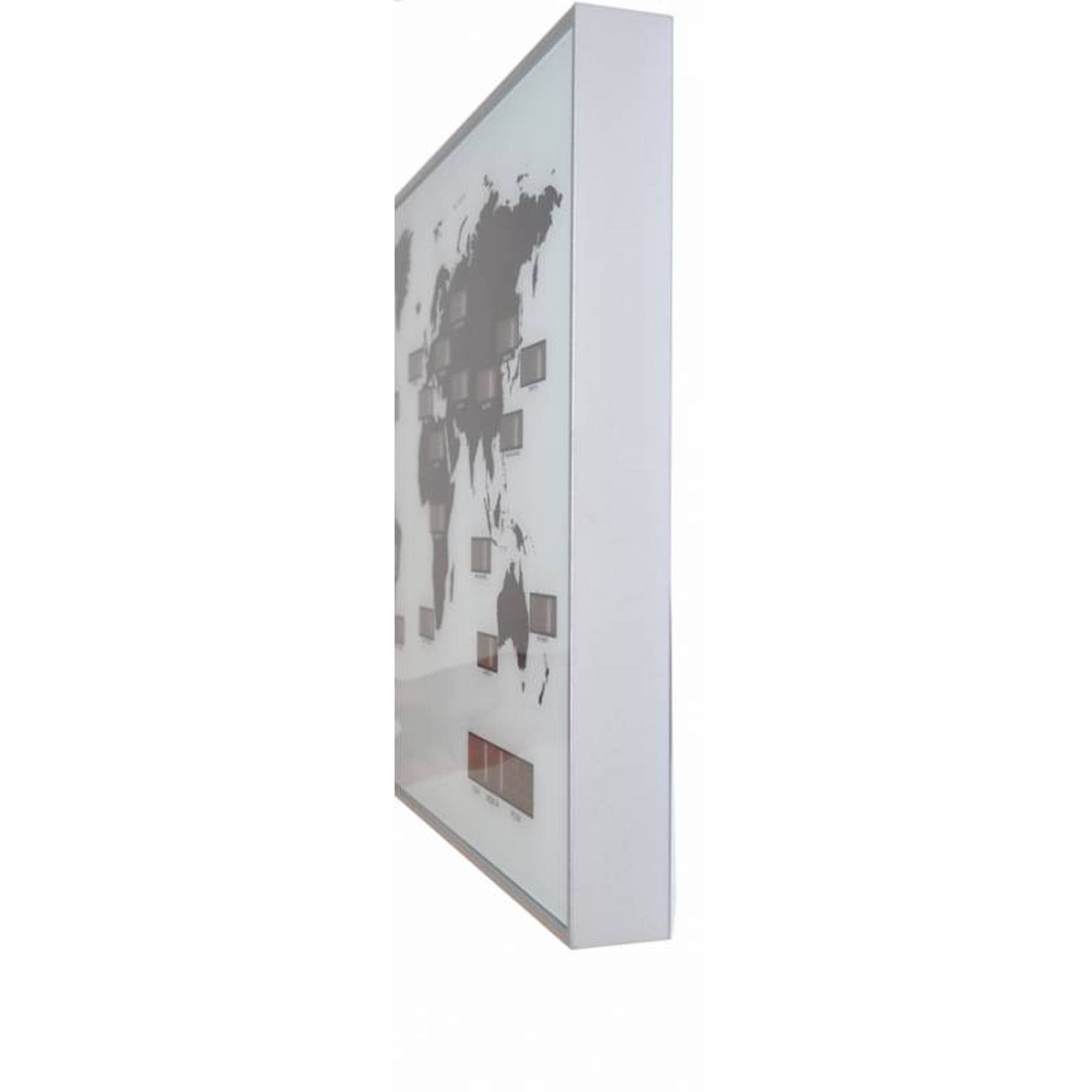 World Time Digit Wall Clock - Multiple Time Zones  - Glass - 21.5 x 14.2 inches - White - (NeXtime 2897)