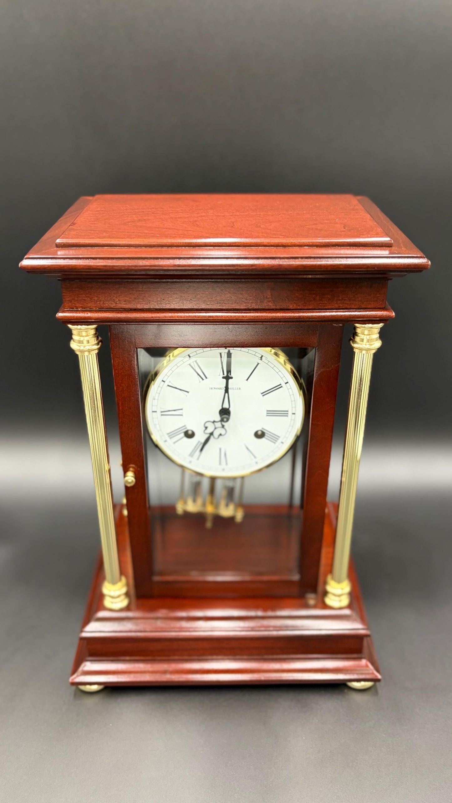 Howard Miller Tribute Crystal Regulator Mantel Clock 613-580 • Vintage 1990s Mechanical Hermle Movement • Collector-Grade with Key