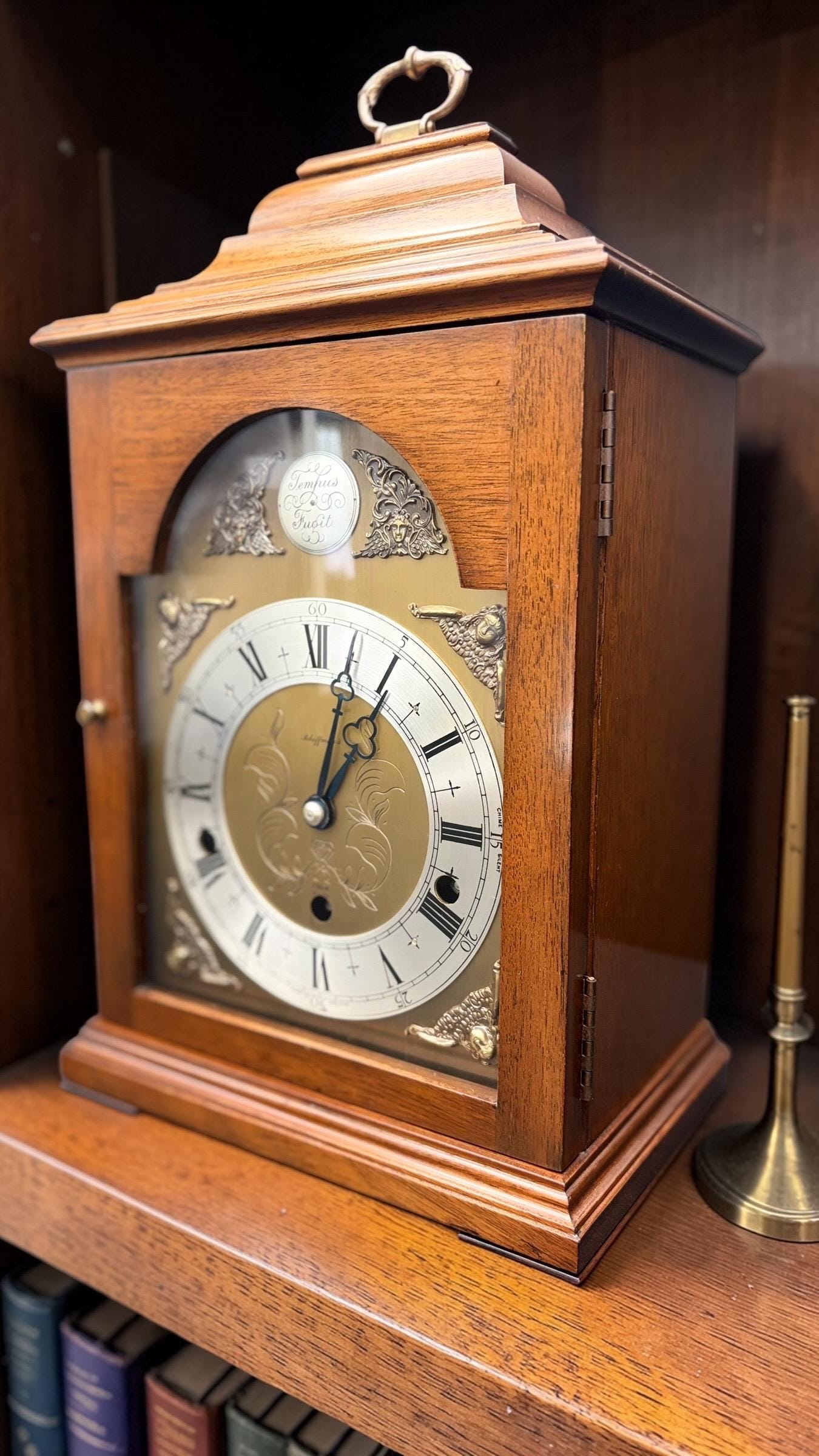 English Elliott Dual-Chime Mantel Clock – Westminster & Whittington – Auto Night Shutoff – Made in England