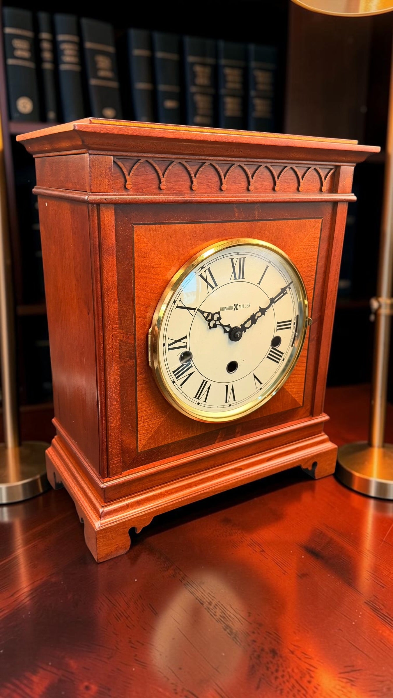 Howard Miller Mahogany Mantel Clock – Hermle Triple Chime Movement