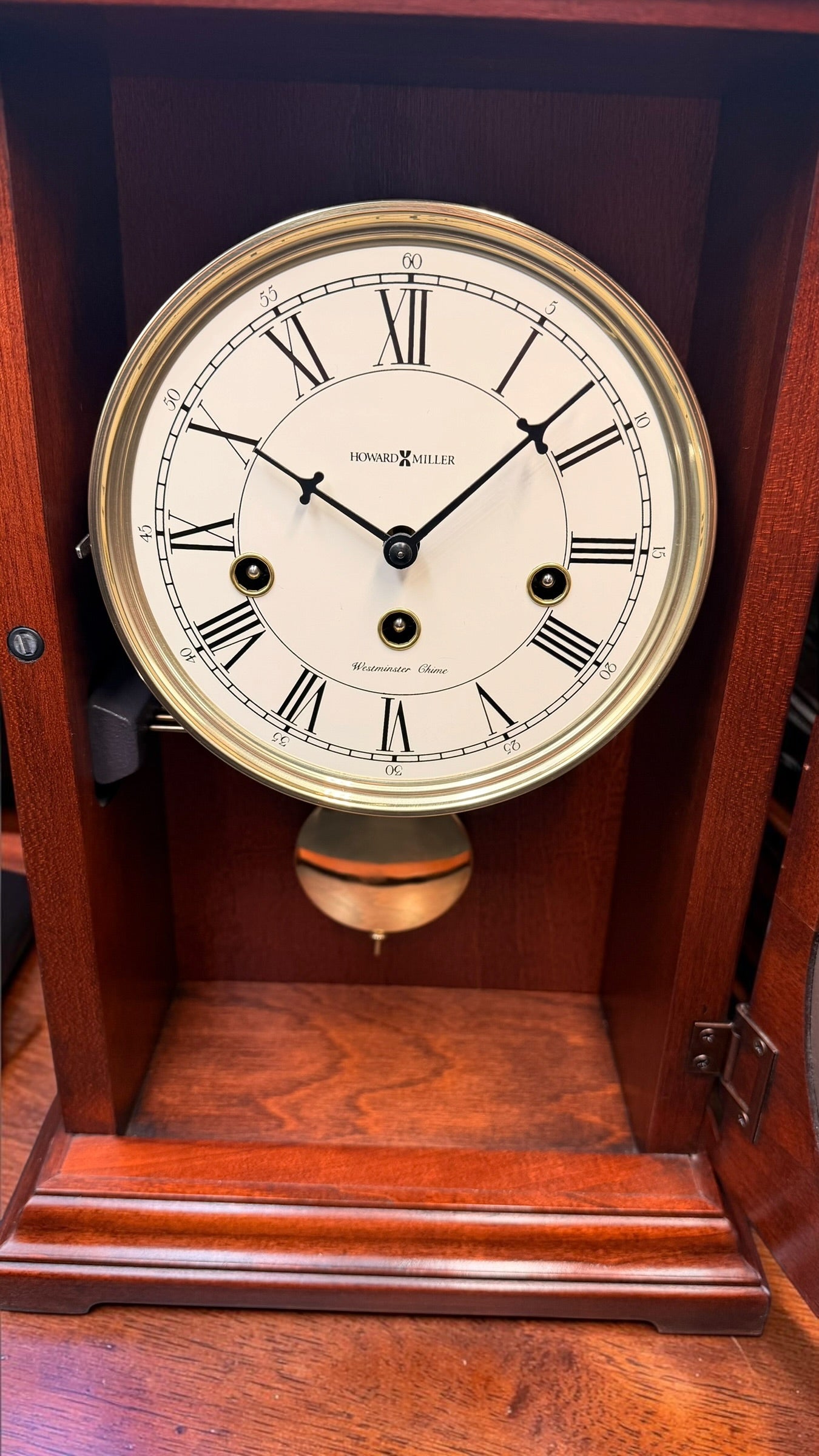 Vintage Howard Miller Westminster Chime Mantel Clock – German Hermle Mechanical Pendulum Movement