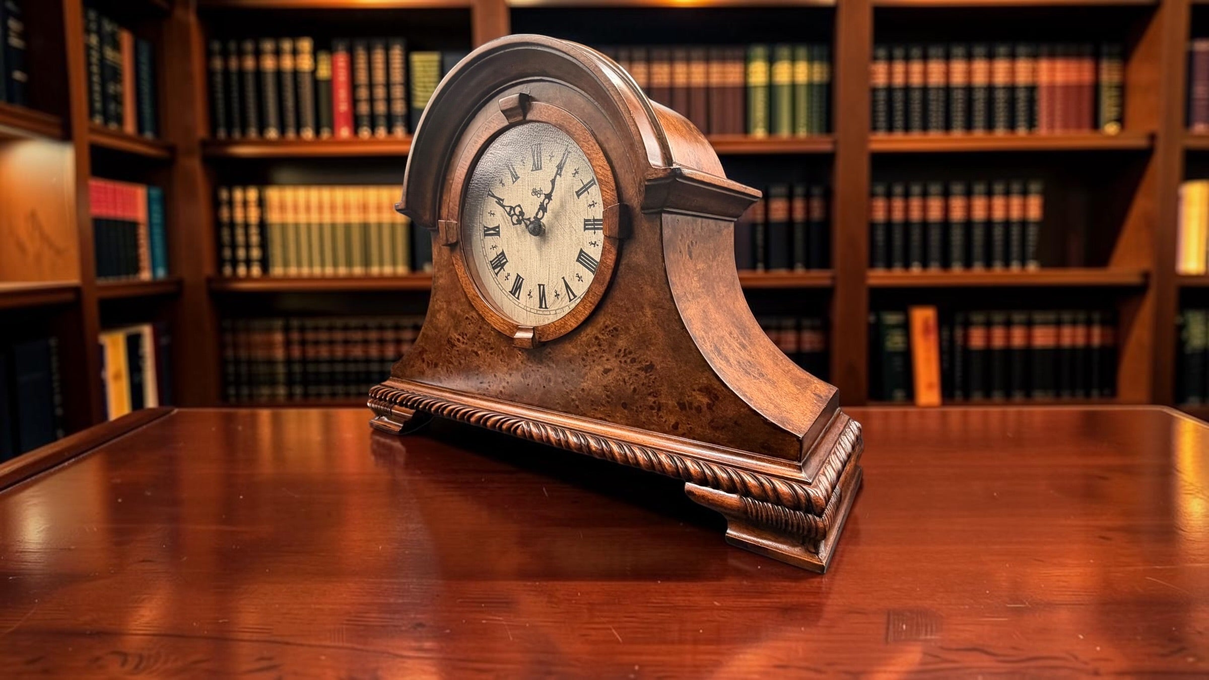 Vintage Sligh Quartz Mantel Clock Hermle Dual Chime Westminster Ave Maria Auto Night Shutoff