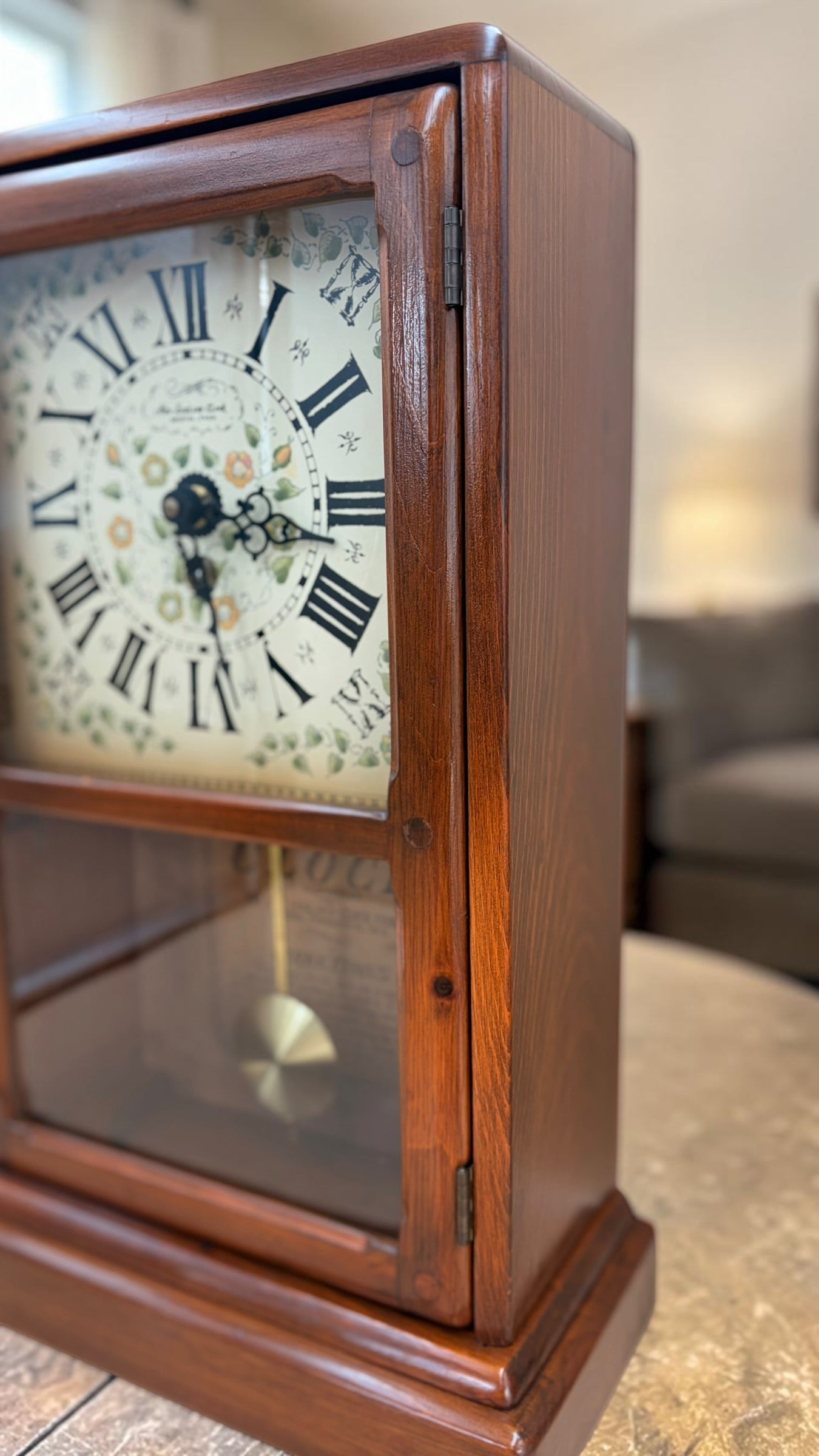 Antique New England Clock Co. Pine Shelf Clock — Time-Only — Running & Serviced