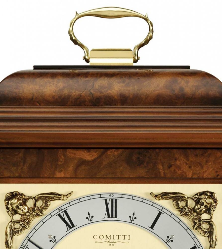 Comitti The Georgian Basket-Top Mantel Clock – Burr Walnut – product view 2