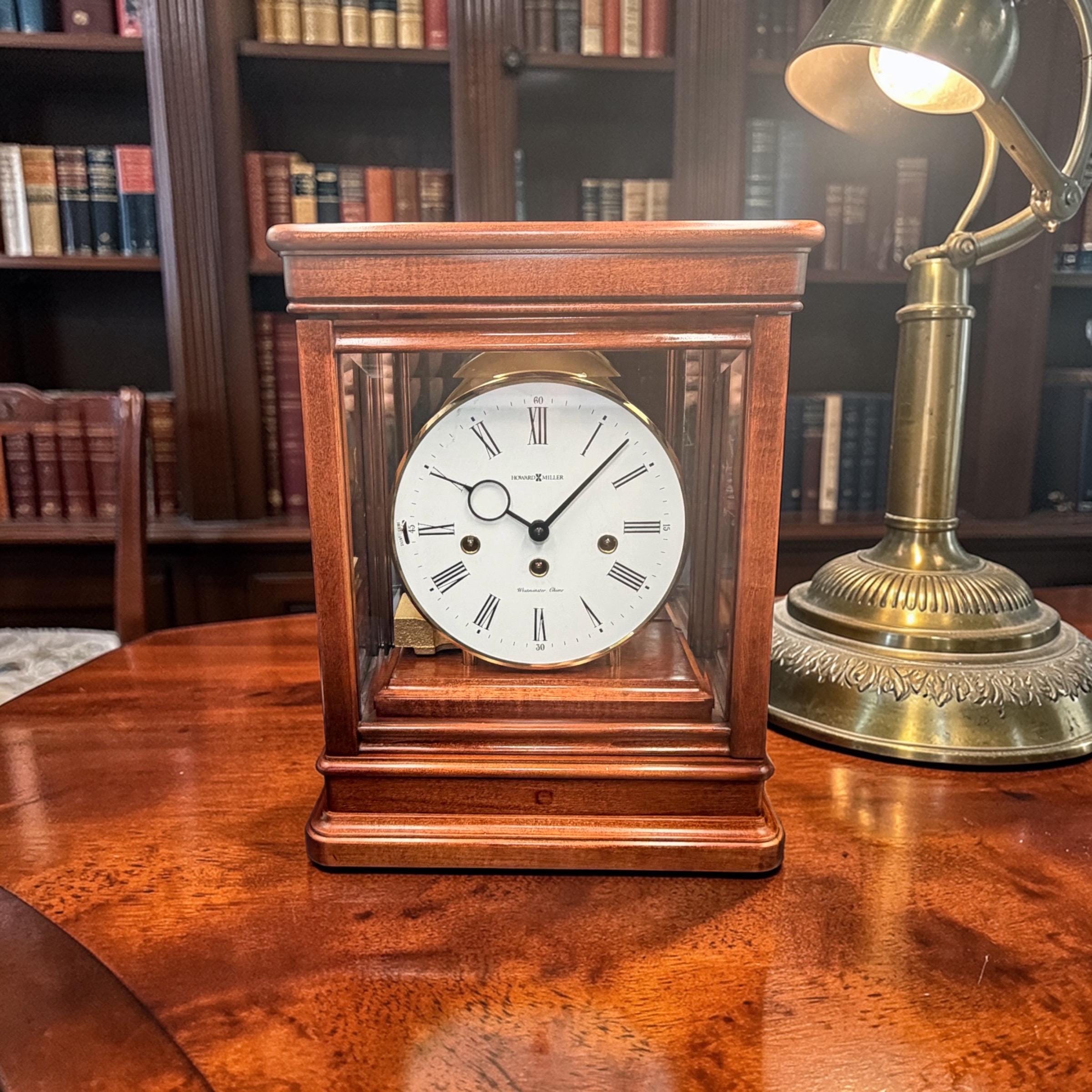Vintage Howard Miller German Westminster Mantel Clock – Glass Case
