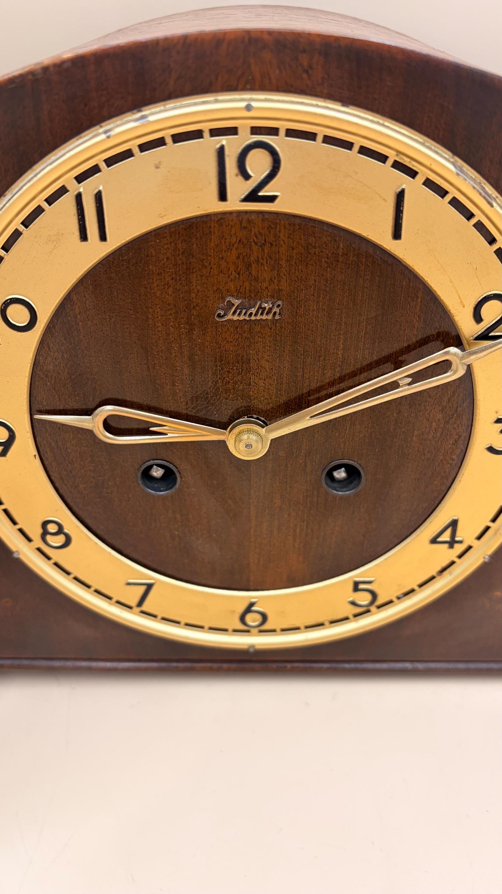 German Judith Mantel Clock – Vintage Bim Bam Tambour Clock Working As-Is