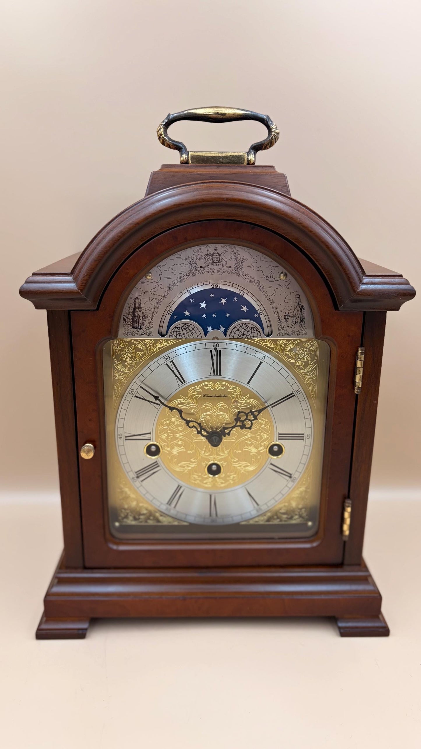 Schmeckenbecher German Westminster Chime Bracket Clock, Moon Phase, Fully Serviced