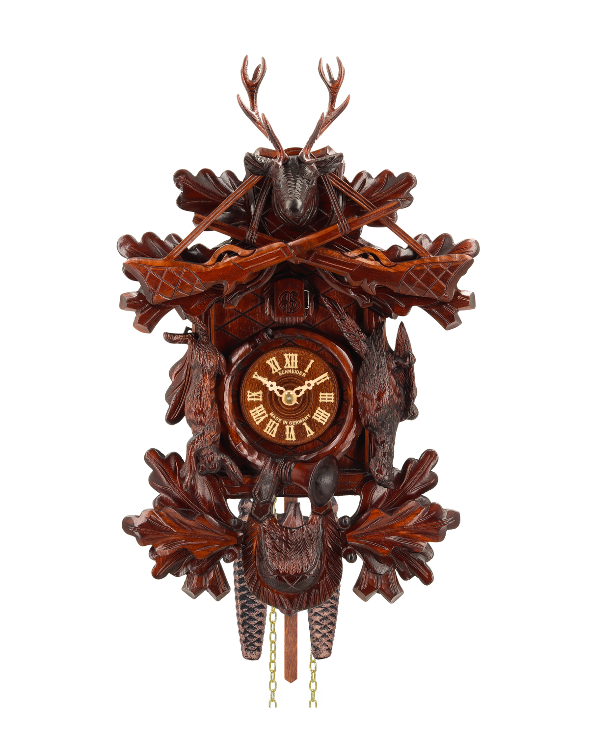 Anton Schneider 31/9 Cervus Nobilis cuckoo clock, front view