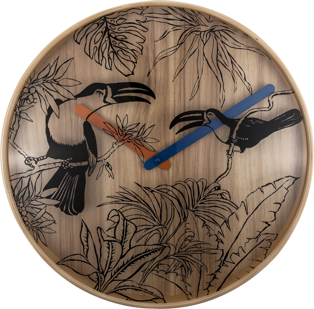 3230 Tropical Birds Wood Wall Clock