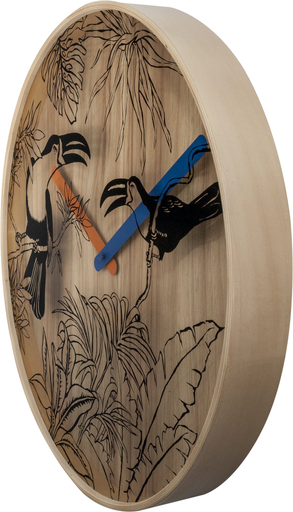 3230 Tropical Birds Wood Wall Clock