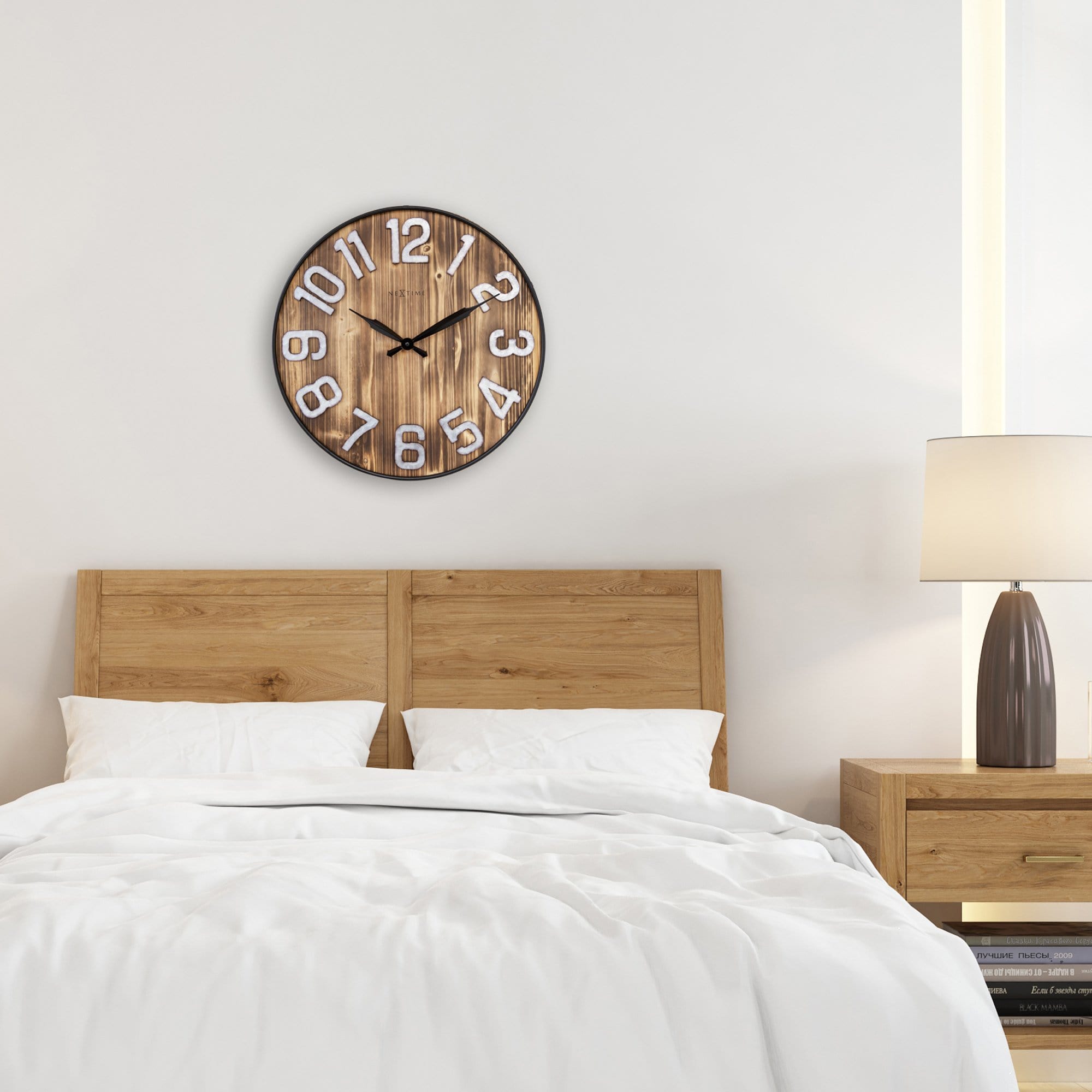 Aberdeen Large Wall Clock - Wood and Metal - 19.5 Inches - (NeXtime 3277BR)