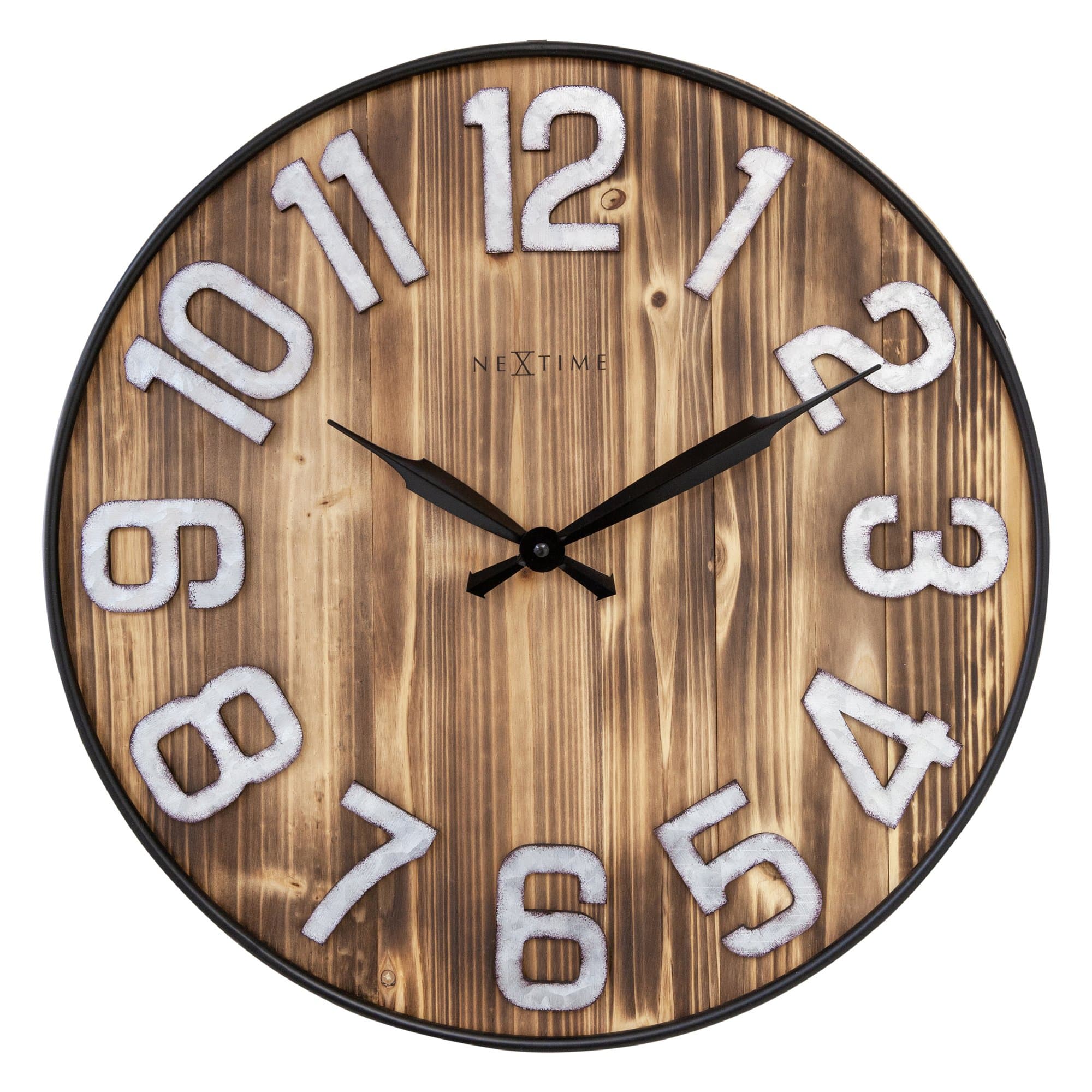 Aberdeen Large Wall Clock - Wood and Metal - 19.5 Inches - (NeXtime 3277BR)