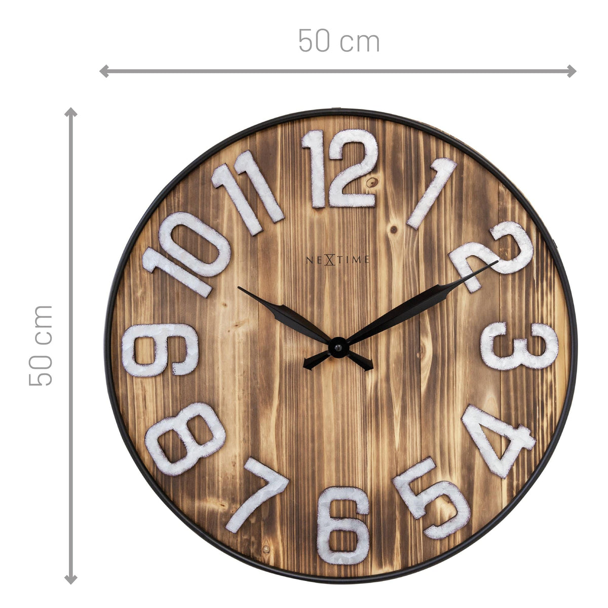 Aberdeen Large Wall Clock - Wood and Metal - 19.5 Inches - (NeXtime 3277BR)