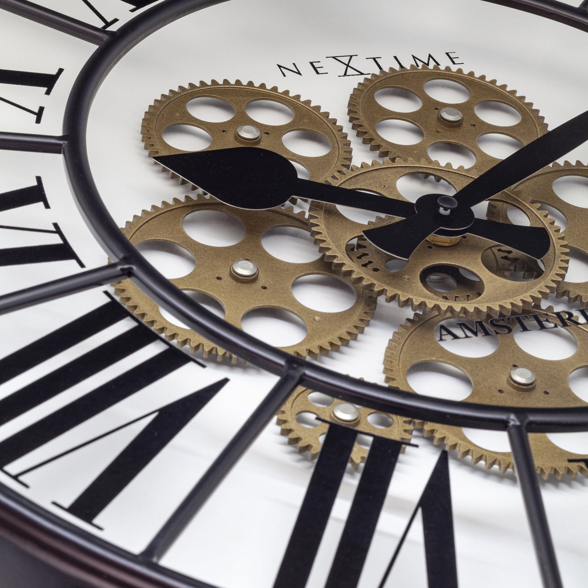 William Moving Gear Wall Clock - Modern Industrial Design - 19.7 Inch - (NeXtime 3283)