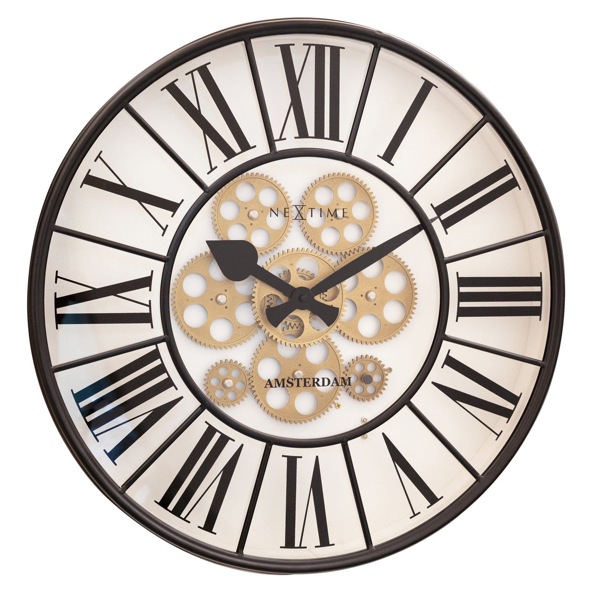 William Moving Gear Wall Clock - Modern Industrial Design - 19.7 Inch - (NeXtime 3283)