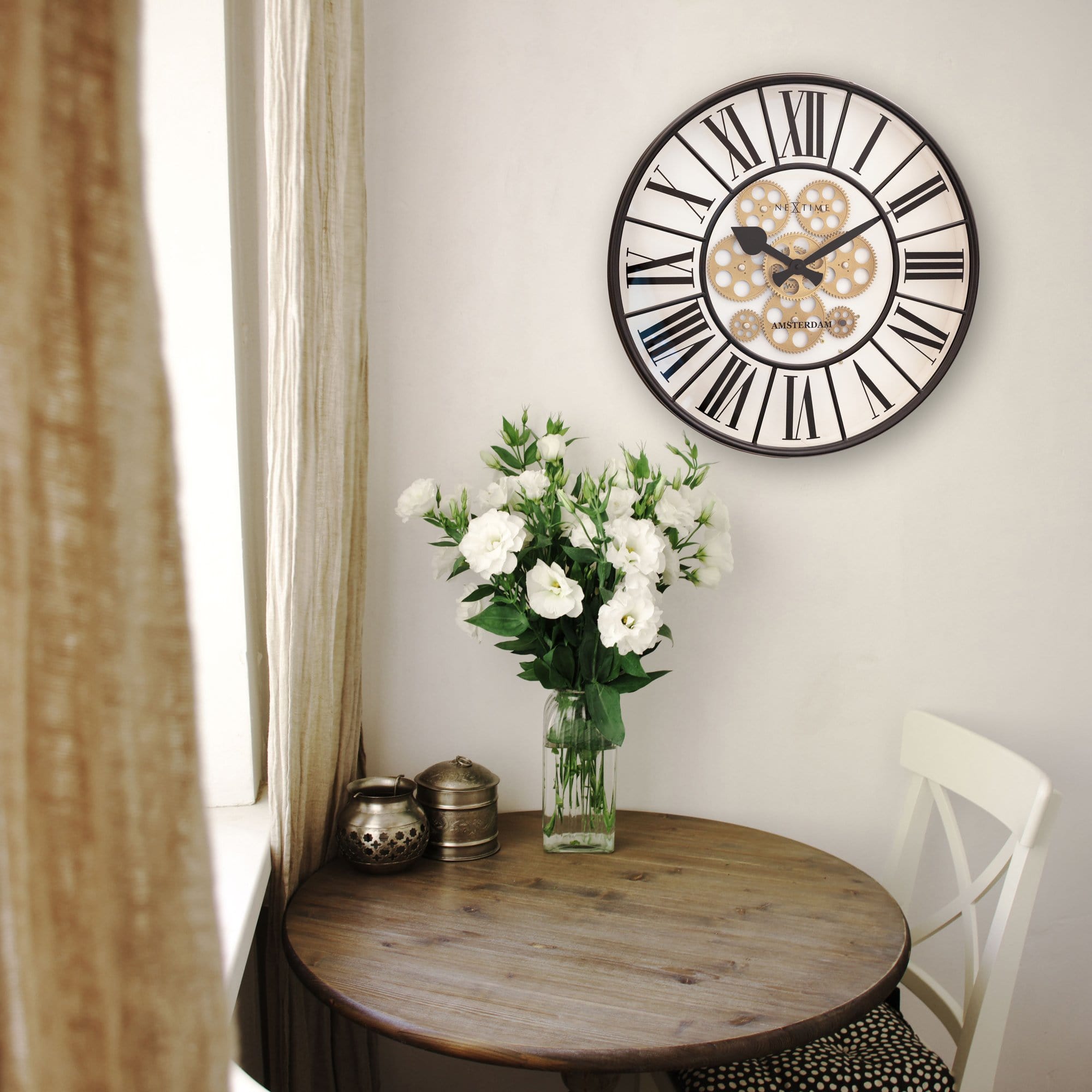 William Moving Gear Wall Clock - Modern Industrial Design - 19.7 Inch - (NeXtime 3283)