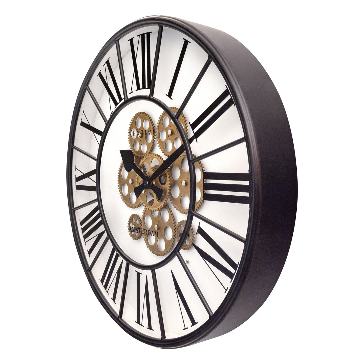 William Moving Gear Wall Clock - Modern Industrial Design - 19.7 Inch - (NeXtime 3283)