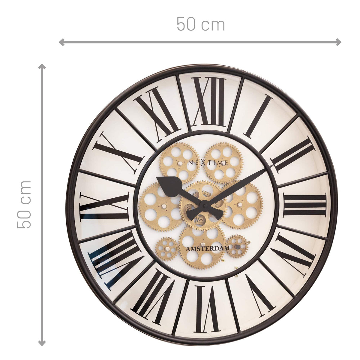 William Moving Gear Wall Clock - Modern Industrial Design - 19.7 Inch - (NeXtime 3283)