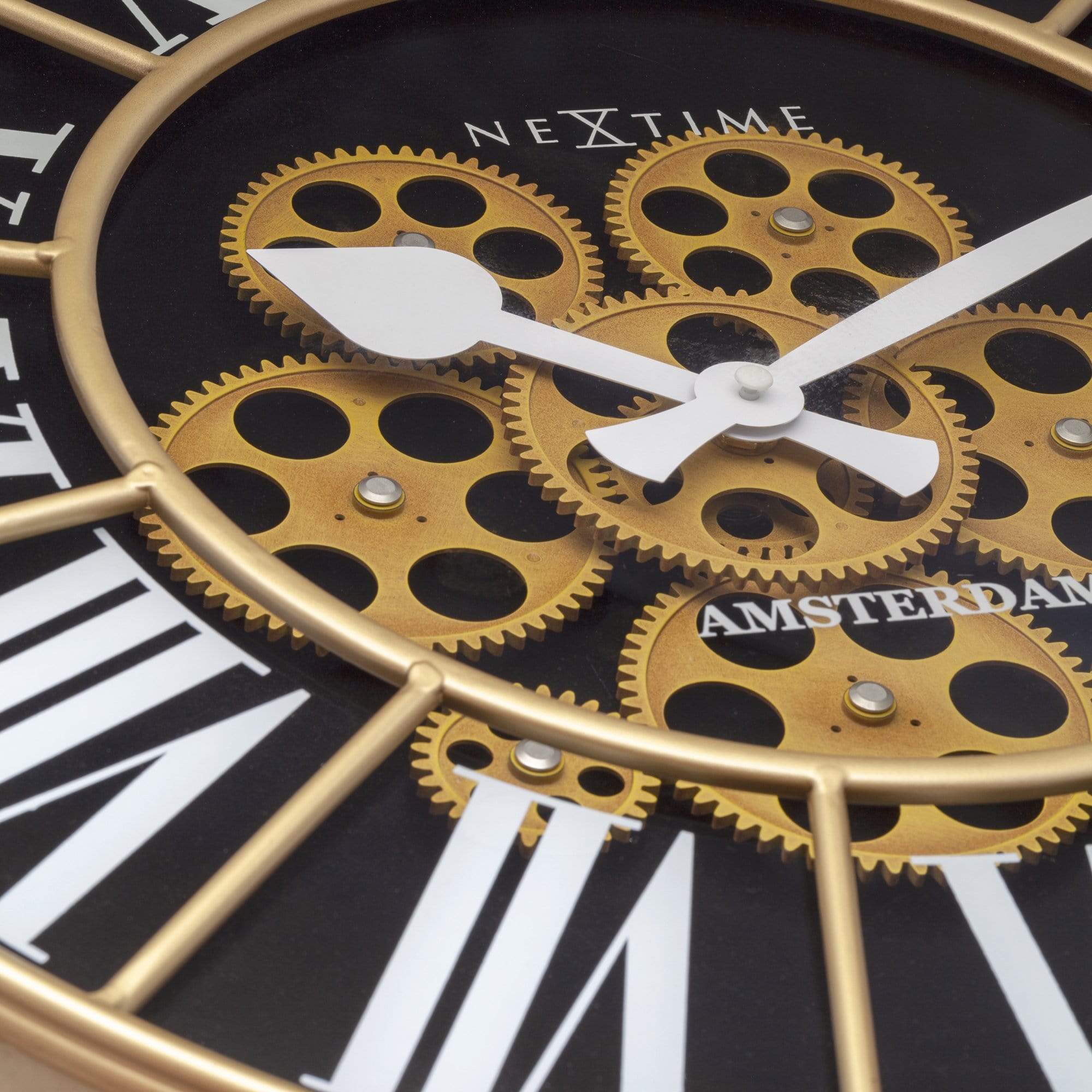 William Moving Gear Wall Clock - Modern Industrial Design - 19.7 Inch - (NeXtime 3283)