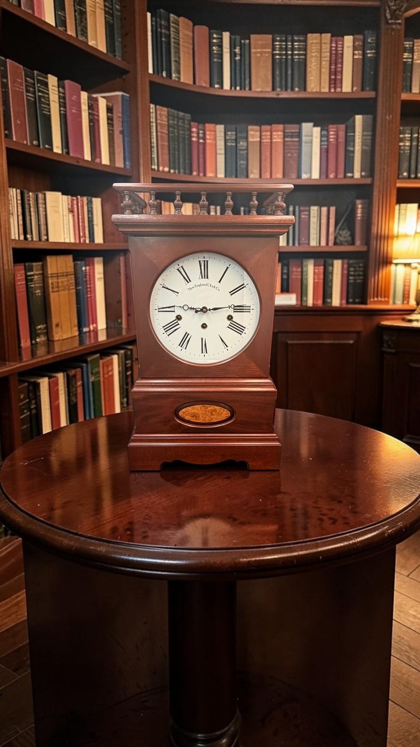New England Clock Co Triple Chime Bracket Clock – German Hermle 1050 Mechanical Movement – Shelf Clock