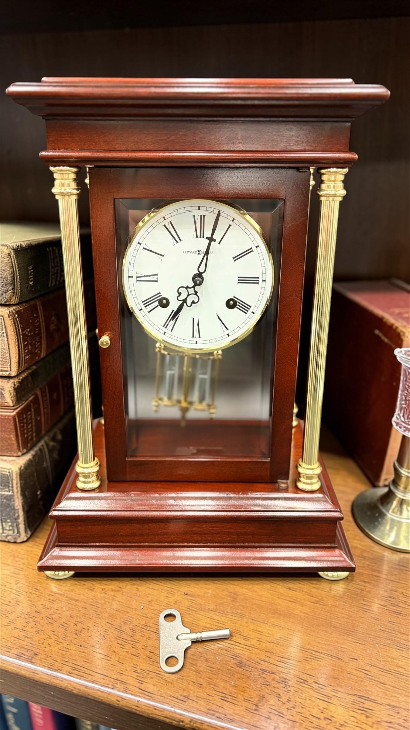 Howard Miller Crystal Regulator Mantel Clock • 1990s Hermle Mechanical Movement