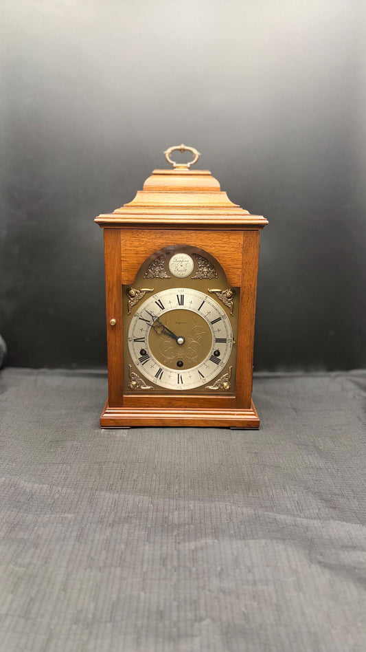 English Elliott Dual-Chime Mantel Clock – Westminster & Whittington – Auto Night Shutoff – Made in England