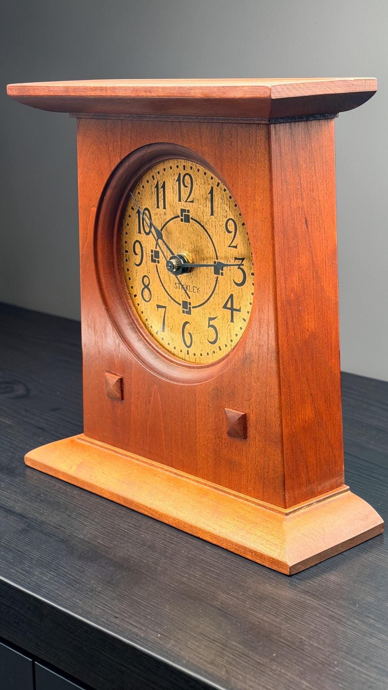 Stickley Mission Oak Mantel Clock – Arts & Crafts Style – Quartz Movement