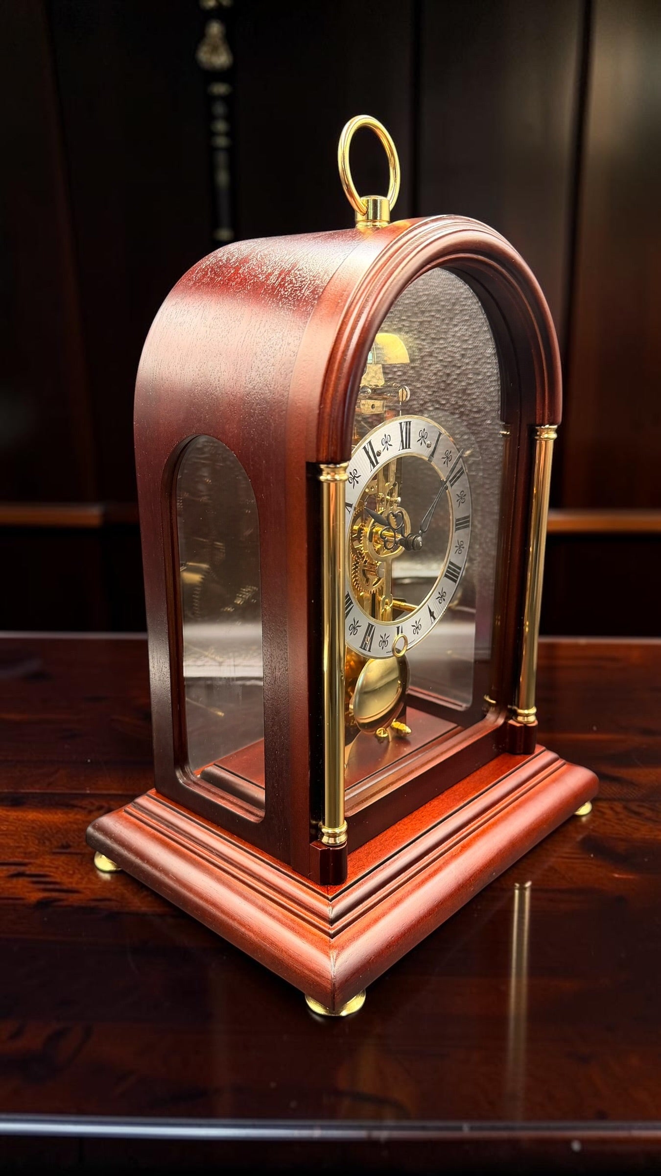 Franz Hermle Mechanical Skeleton Mantel Clock – Bell Strike – Made in Germany