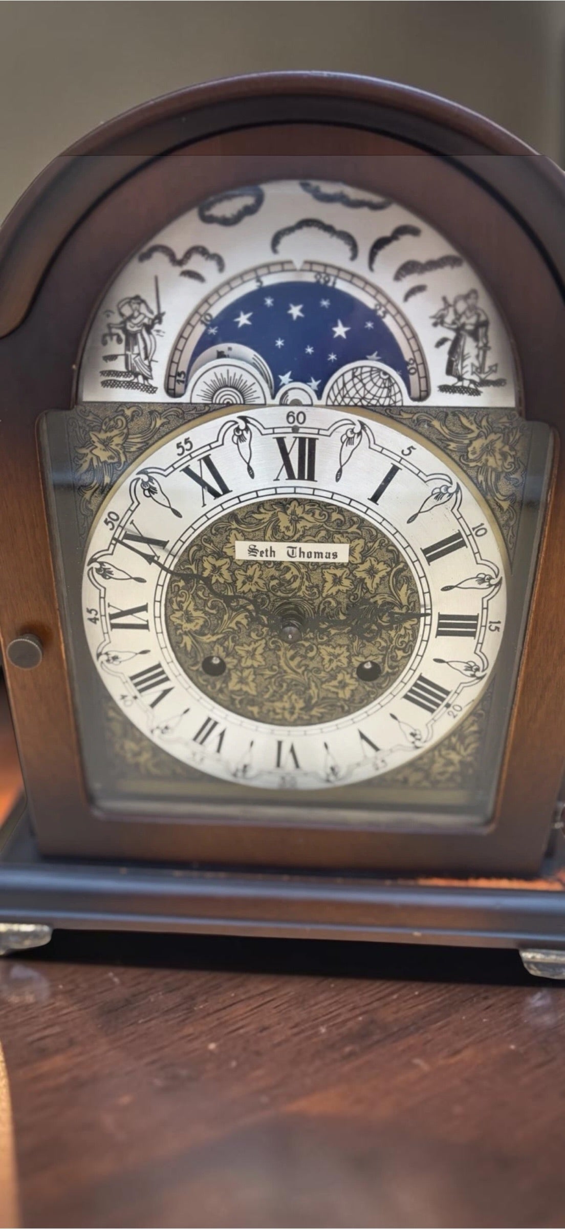 Vintage Seth Thomas Mantel Clock – Franz Hermle Bim Bam Chime Moon Phase
