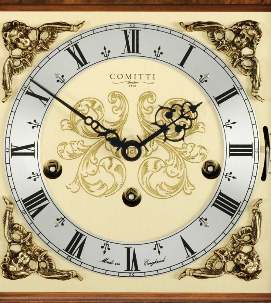 Comitti The Georgian Basket-Top Mantel Clock – Burr Walnut – product view 3