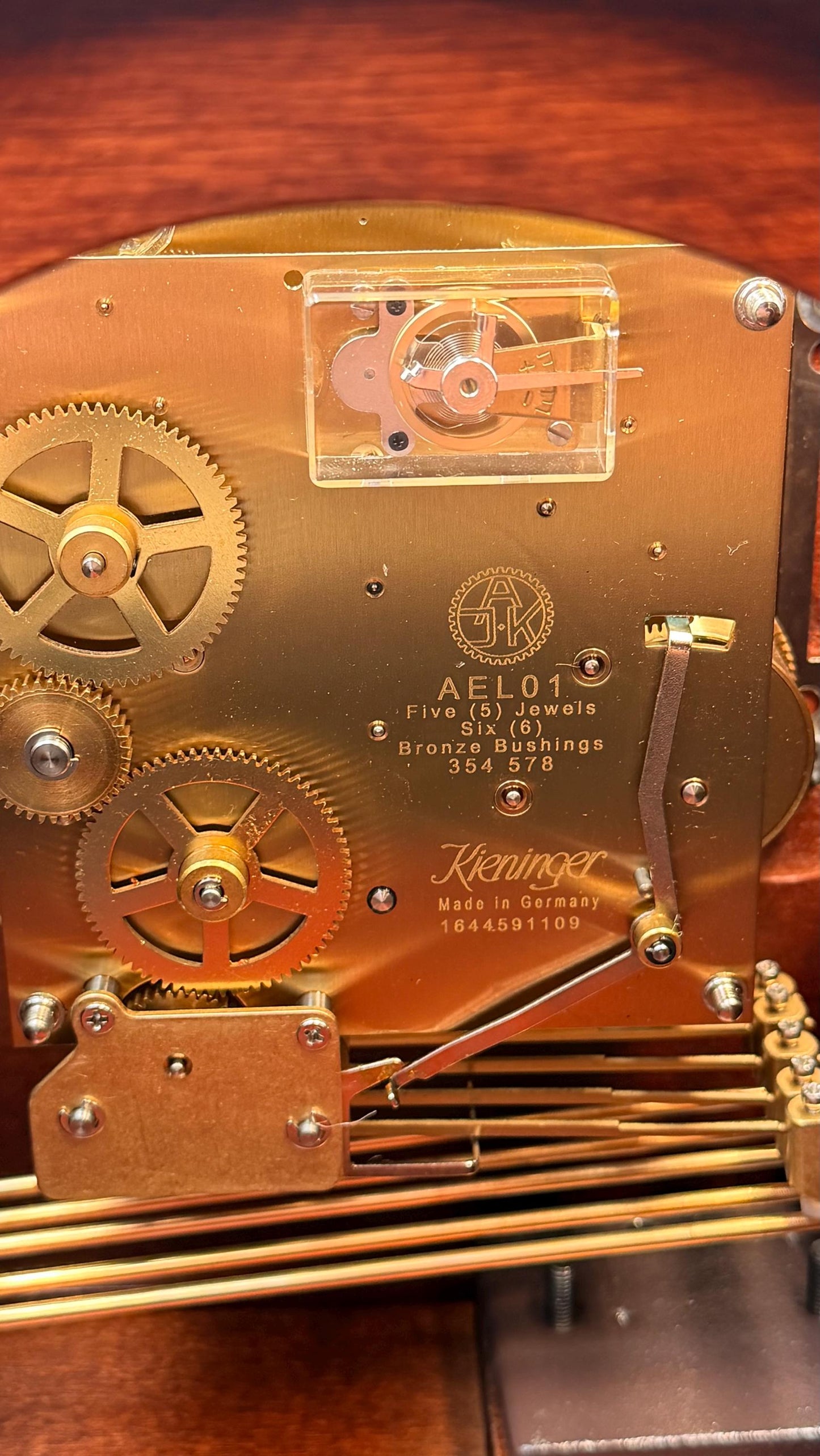 Howard Miller Barrett Mantel Clock – Cherry Tambour Case, Kieninger Westminster Chime