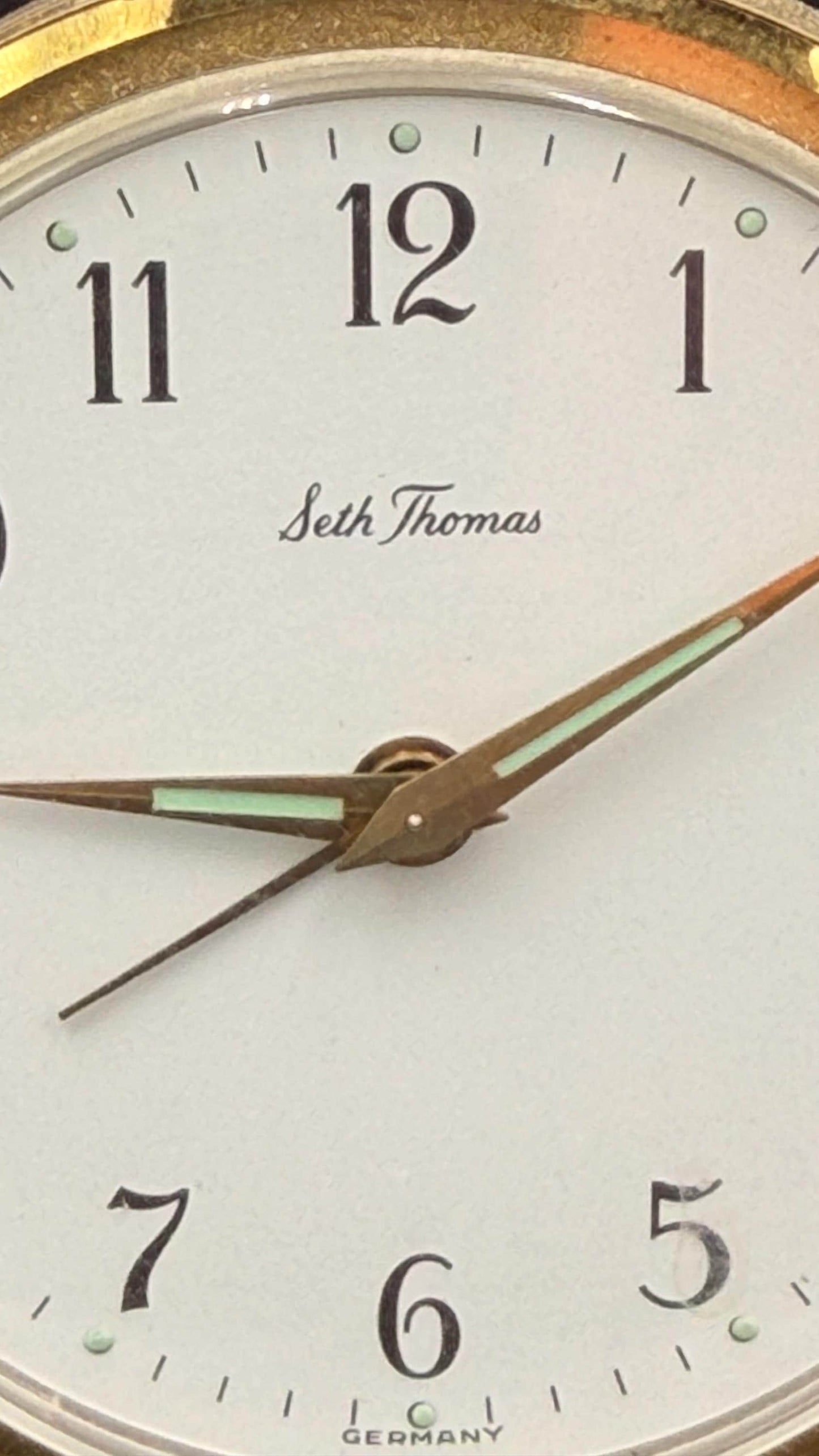 Seth Thomas Fashionette Alarm Clock – Mid Century Modern Brass Desk Clock, Original Box