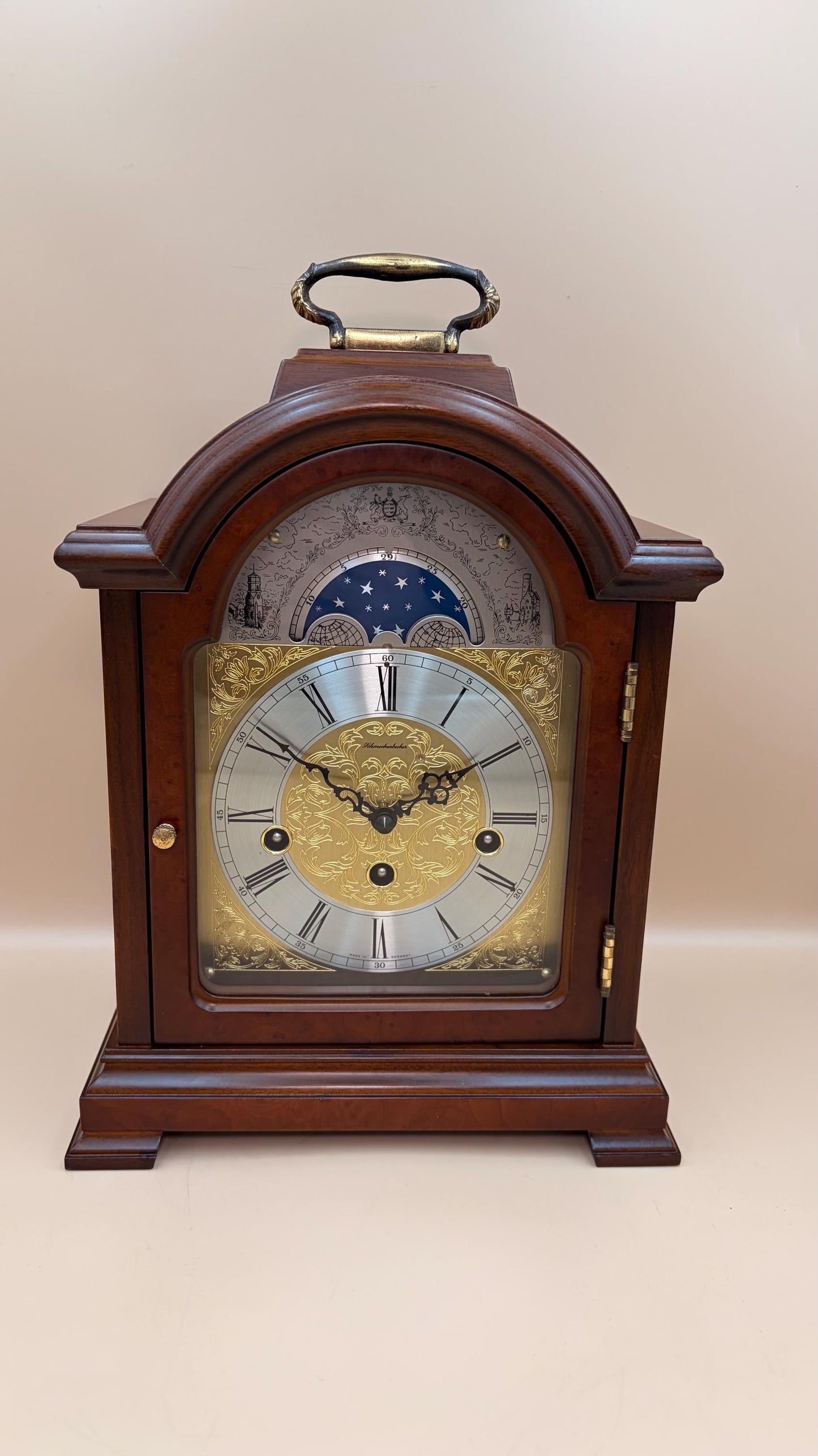 Schmeckenbecher German Westminster Chime Bracket Clock, Moon Phase, Fully Serviced