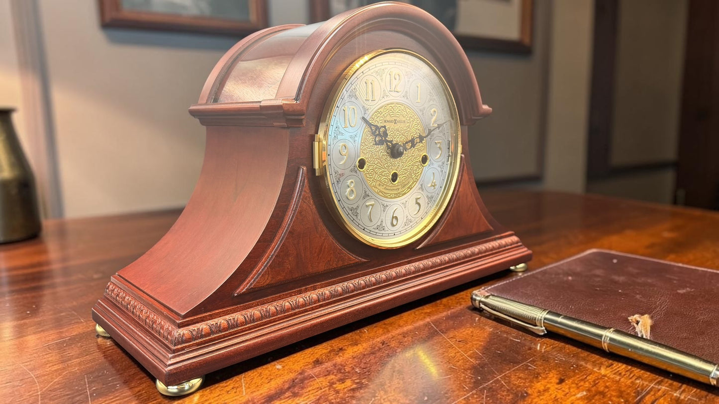 Howard Miller Barrett Mantel Clock – 76th Anniversary Edition – NOS – Kieninger German Mechanical Westminster Chime – Beveled Glass