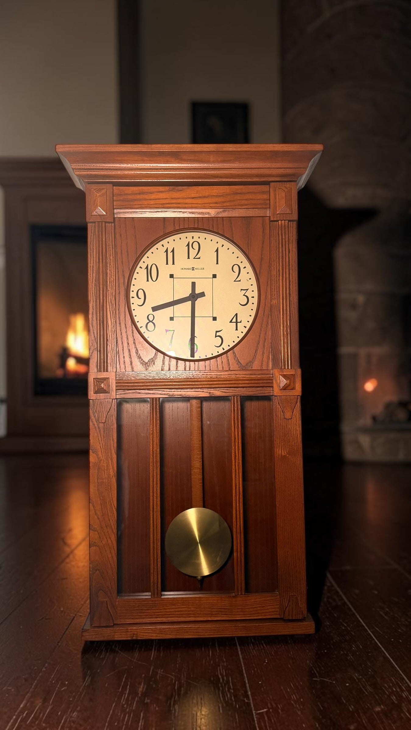 Howard Miller Ashbee II Wall Clock | Mission Oak Pendulum, Dual Chime