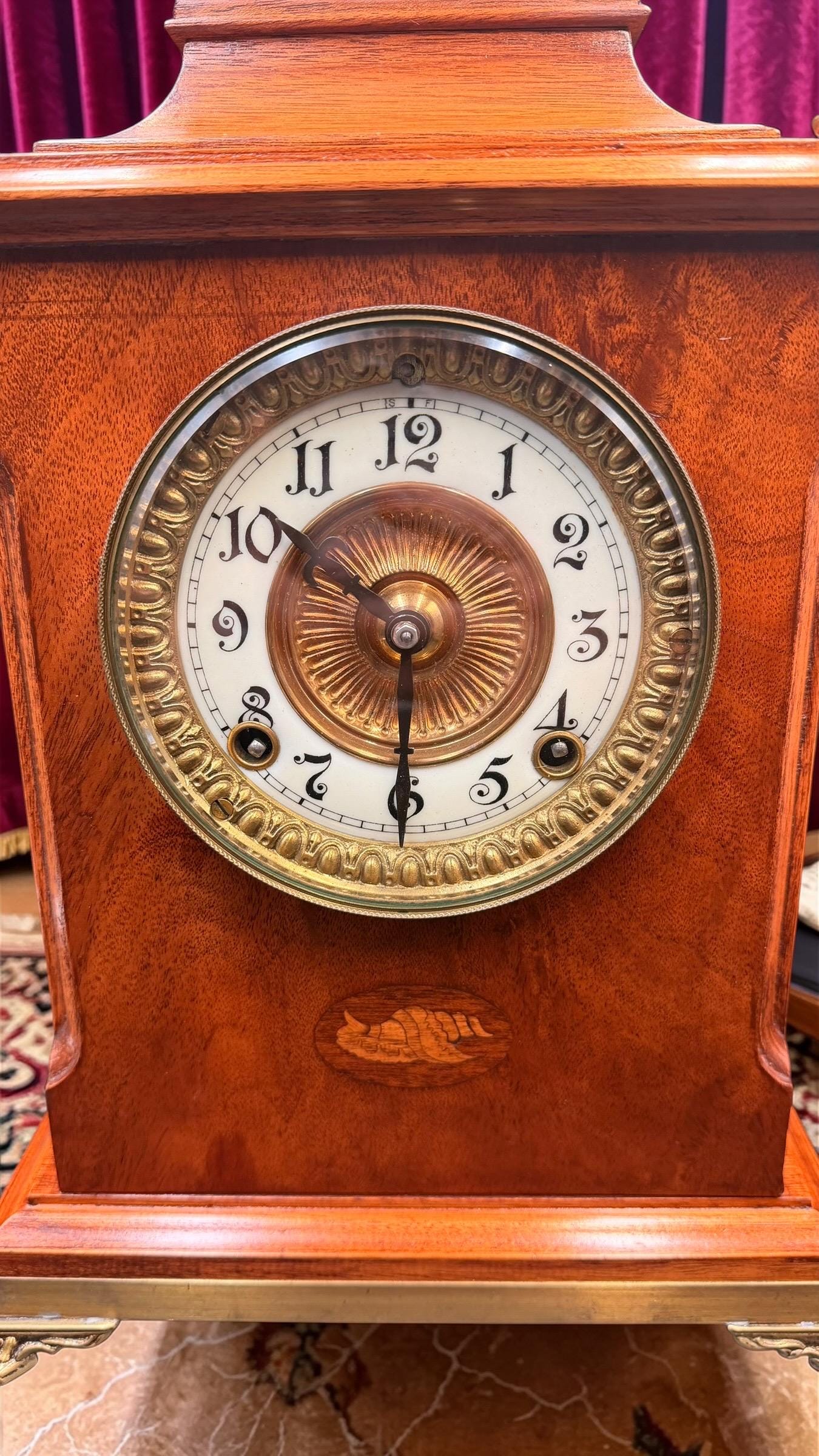 Antique Bracket Clock with Ansonia Movement: Working 8-Day Time and Strike Shelf Clock