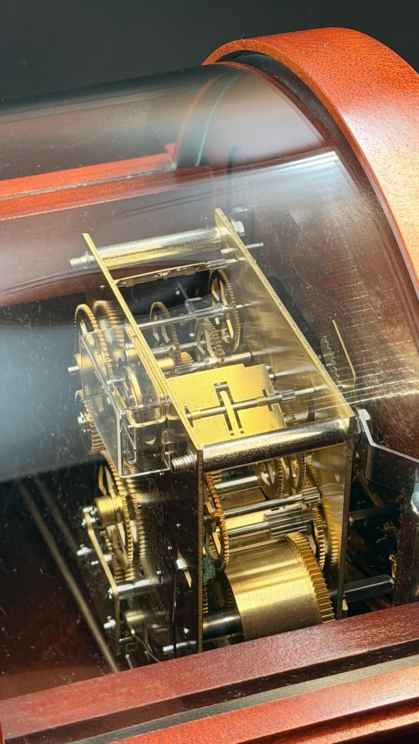 Howard Miller Barrett Mantel Clock – Cherry Tambour Case, Kieninger Westminster Chime