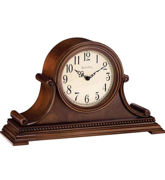 Bulova Ashville Mantel Clock B1514 | Wood Case, Triple Chime Westminster Ave Maria Bim Bam