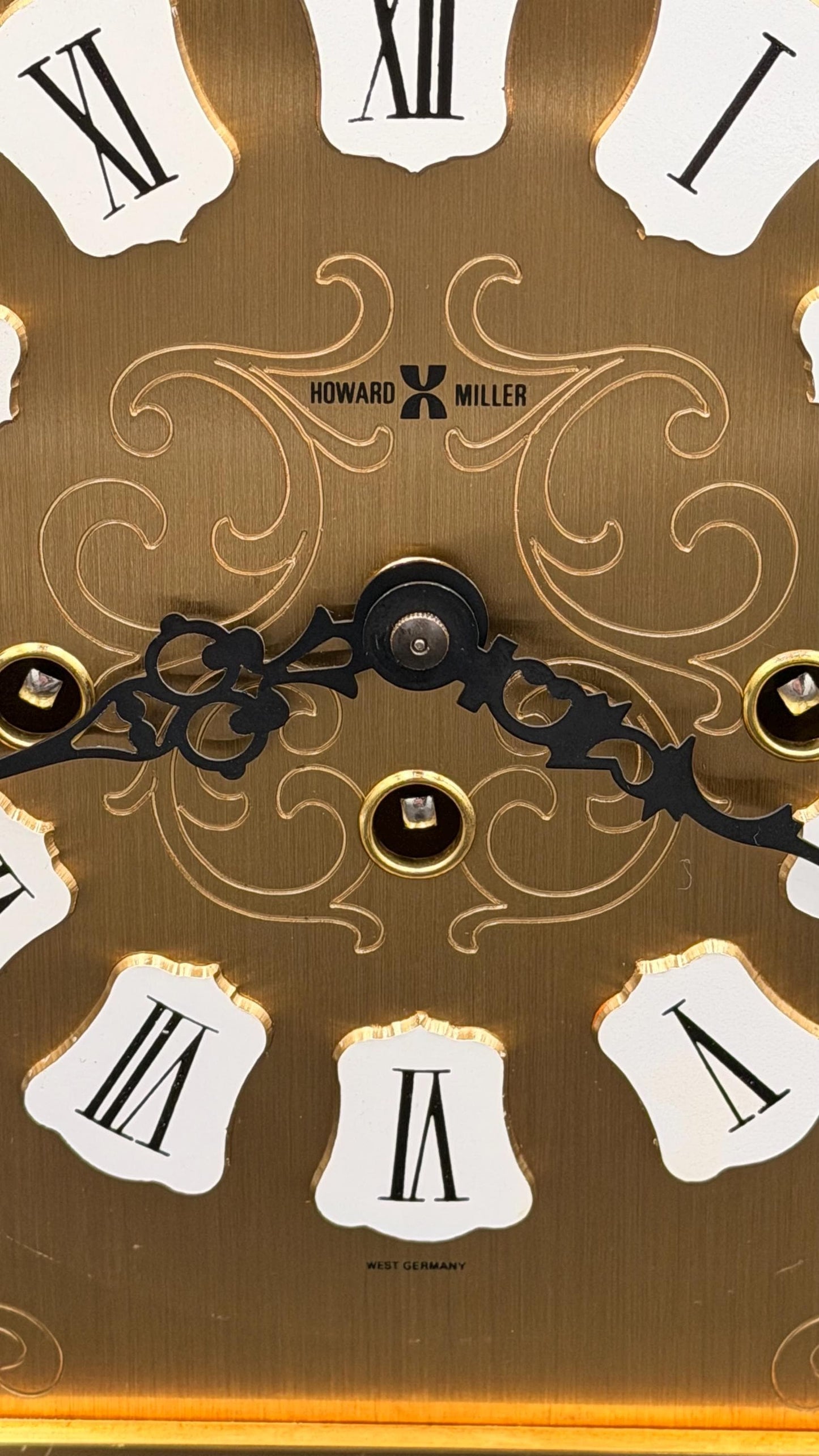 Howard Miller Brass & Glass Mantel Clock – Westminster Chime – 1986 Vintage