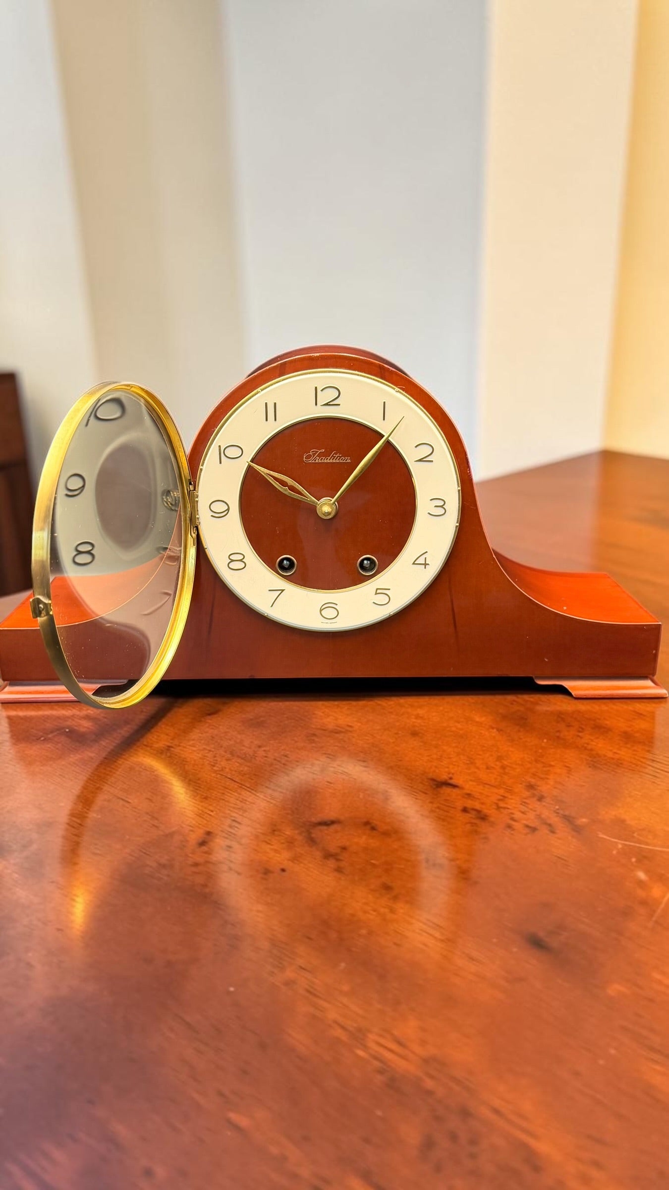 Vintage Sears Tradition German Mechanical Mantel Clock – Mid Century Modern Bim Bam Chime