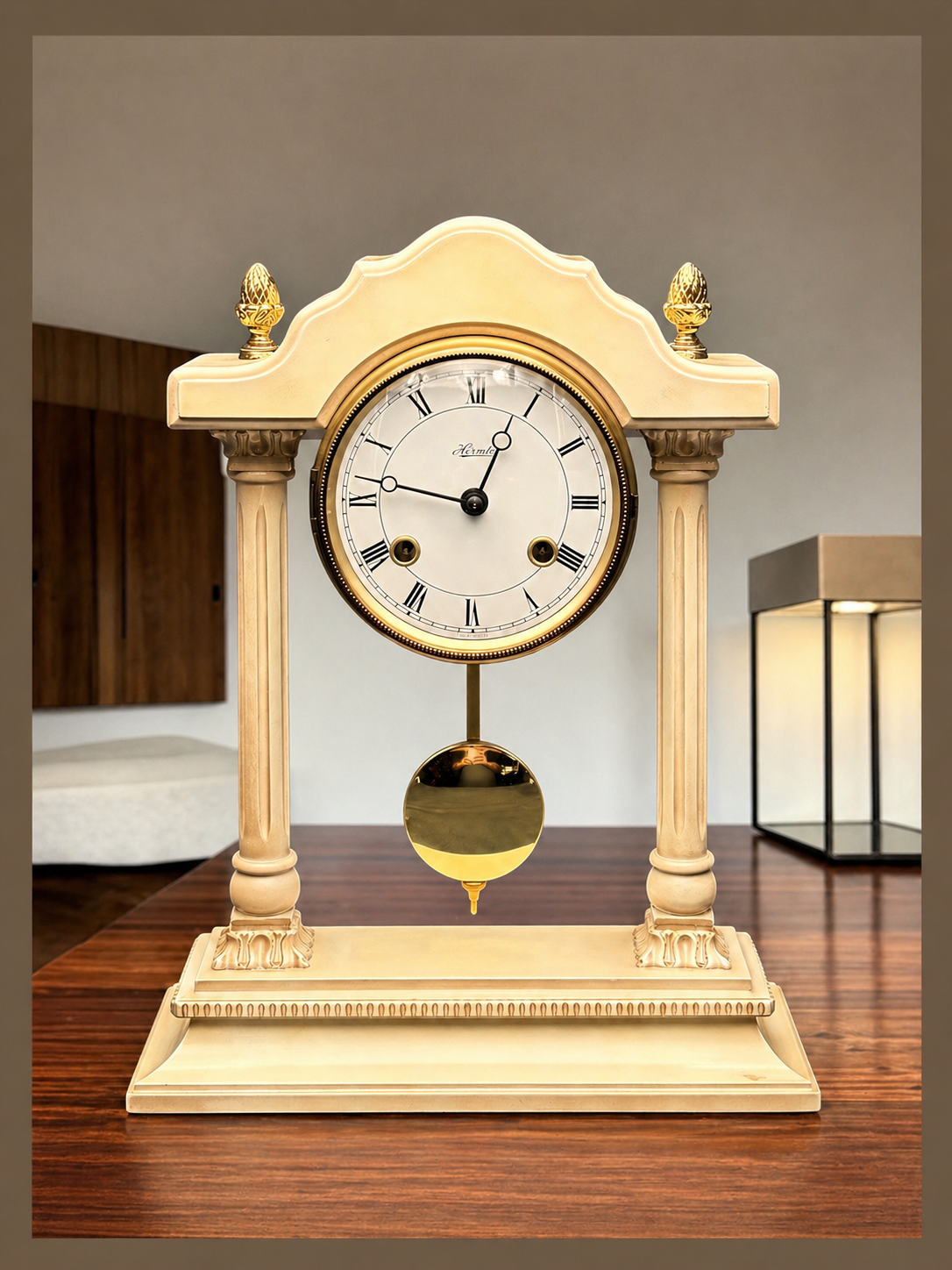 Hermle Portico Mantel Clock – German 8-Day Key Wind Bim Bam Strike