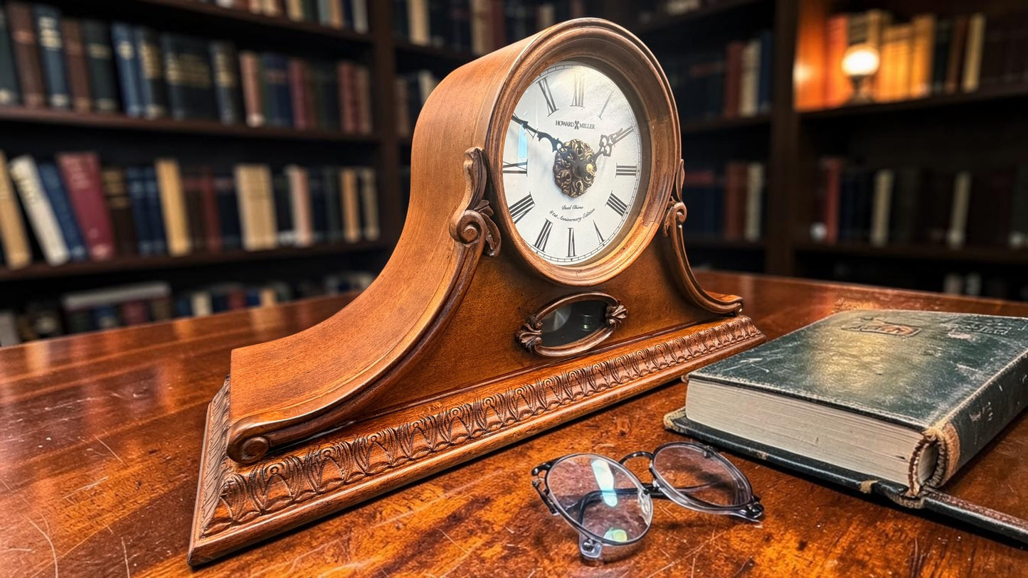 Howard Miller 81st Anniversary Edition Dual Chime Mantel Clock with Kieninger Quartz Movement & Pendulum