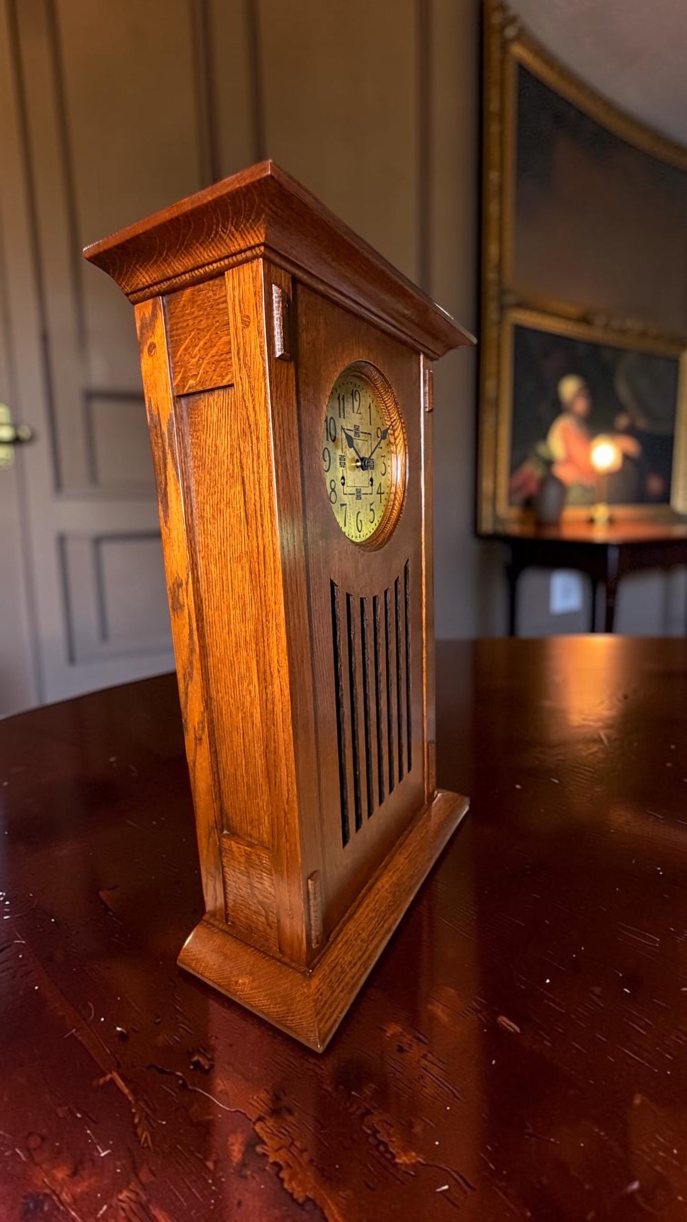 Stickley Wedding Mantel Clock | Mission Oak Onondaga Hermle Mechanical Movement