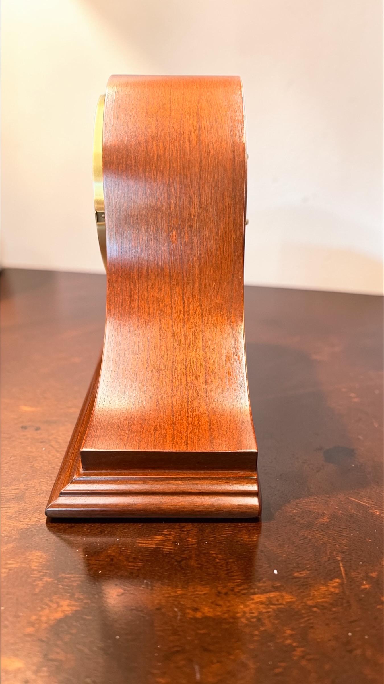 Vintage Sligh Mantel Clock, German Hermle Mechanical Westminster Chime Wood Case