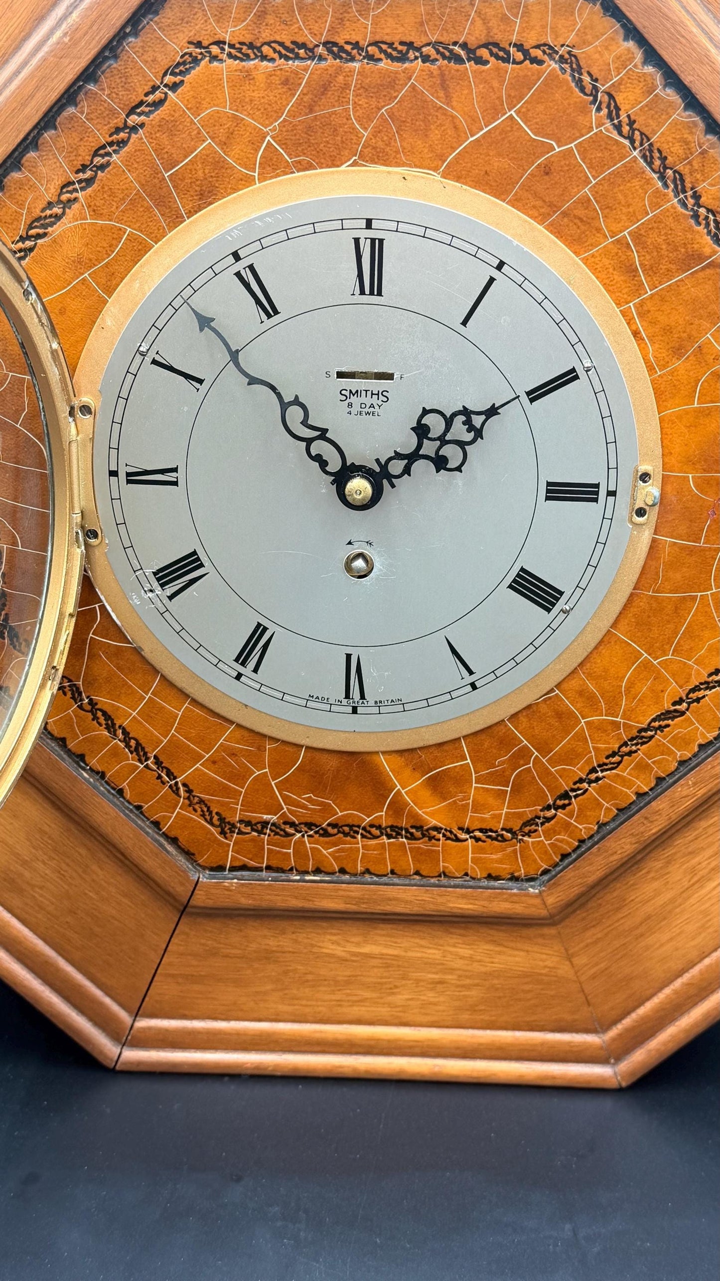 1955 Smiths Wall Clock – Mid-Century Octagonal Case, Mechanical 8-Day Movement