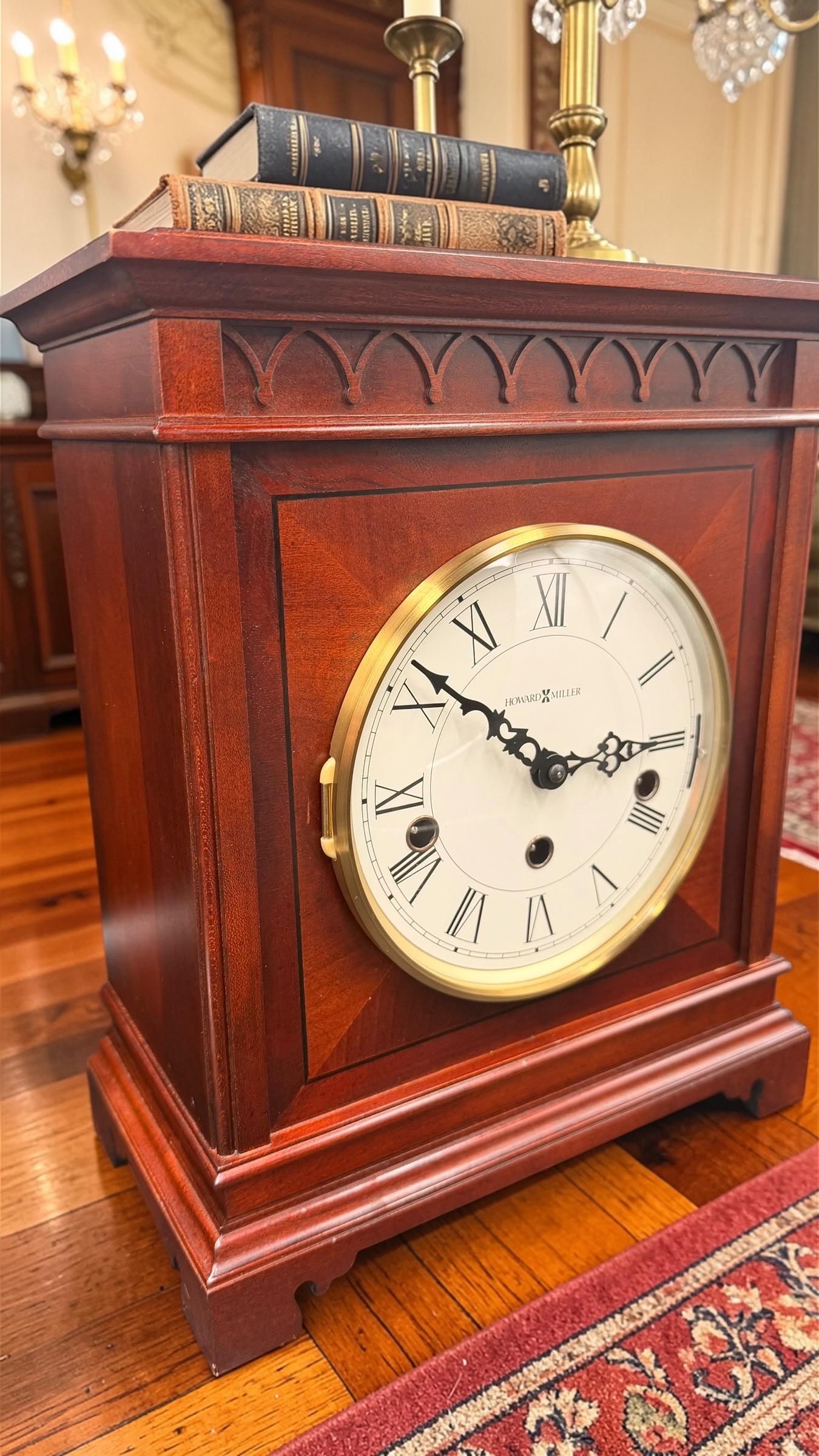 Howard Miller Mahogany Mantel Clock – Hermle Triple Chime Movement