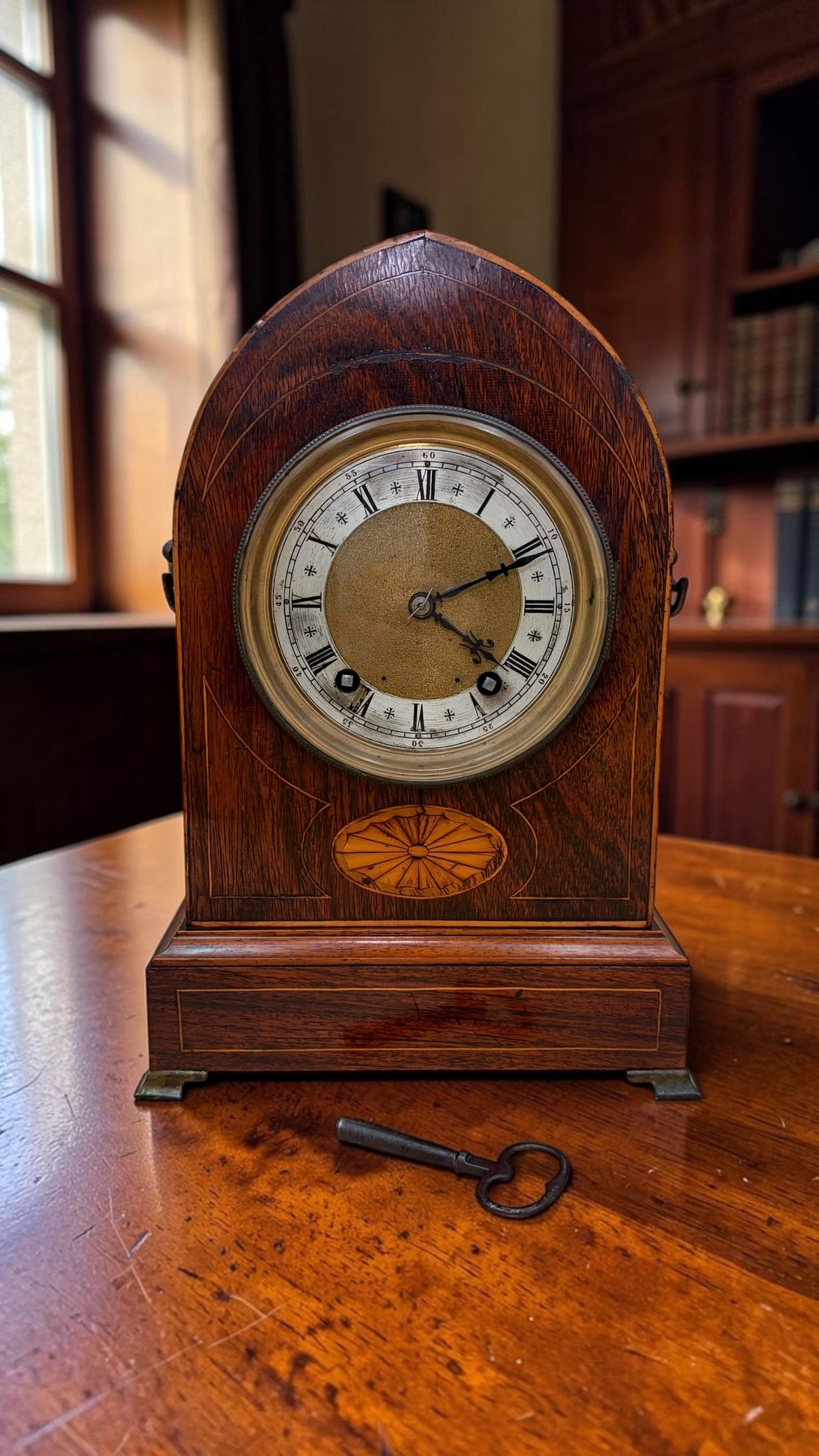 Winterhalder & Hofmeier Gothic Arch Mantel Clock – Antique German Bim Bam